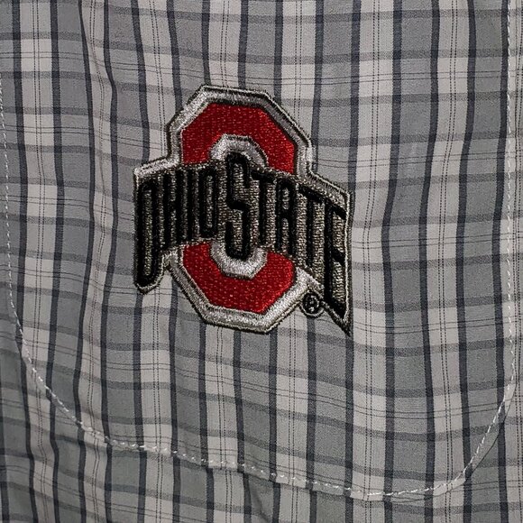 Varsity OSU Ohio State Buckeyes Long Sleeve Dress Shirt Shirt Men’s Large Plaid - Picture 2 of 5